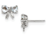 4/5 Carat (ctw) Aquamarine Bow and Heart Earrings in 14K White Gold